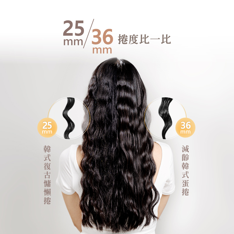 【MUNICHI】負離子水波紋蛋捲夾  MR.36MM_捲度比較