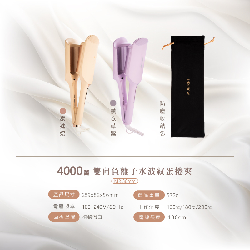 【MUNICHI】負離子水波紋蛋捲夾 MR.36MM_產品規格