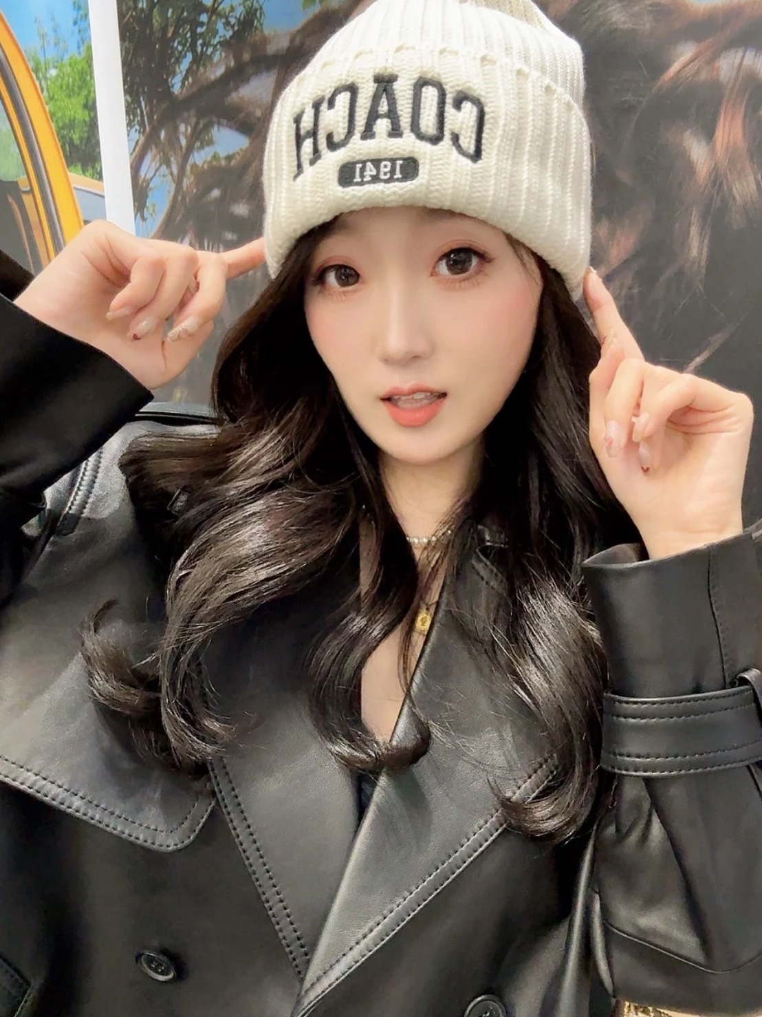 <送禮首選> COACH 刺繡針織撞色 毛線帽