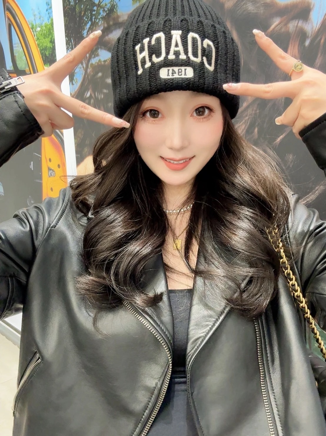 <送禮首選> COACH 刺繡針織撞色 毛線帽