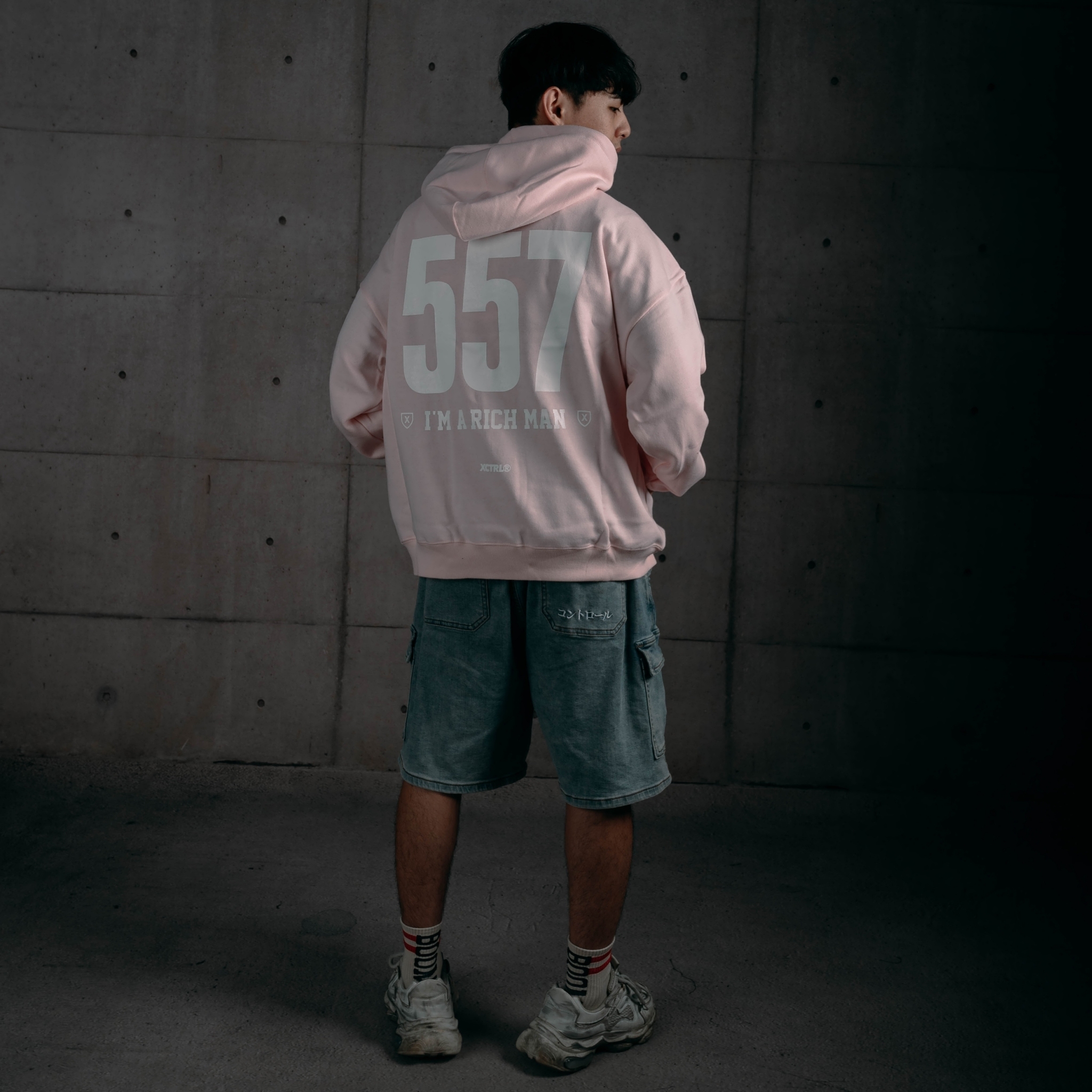 XCTRL 富裕青年寬版帽T-粉