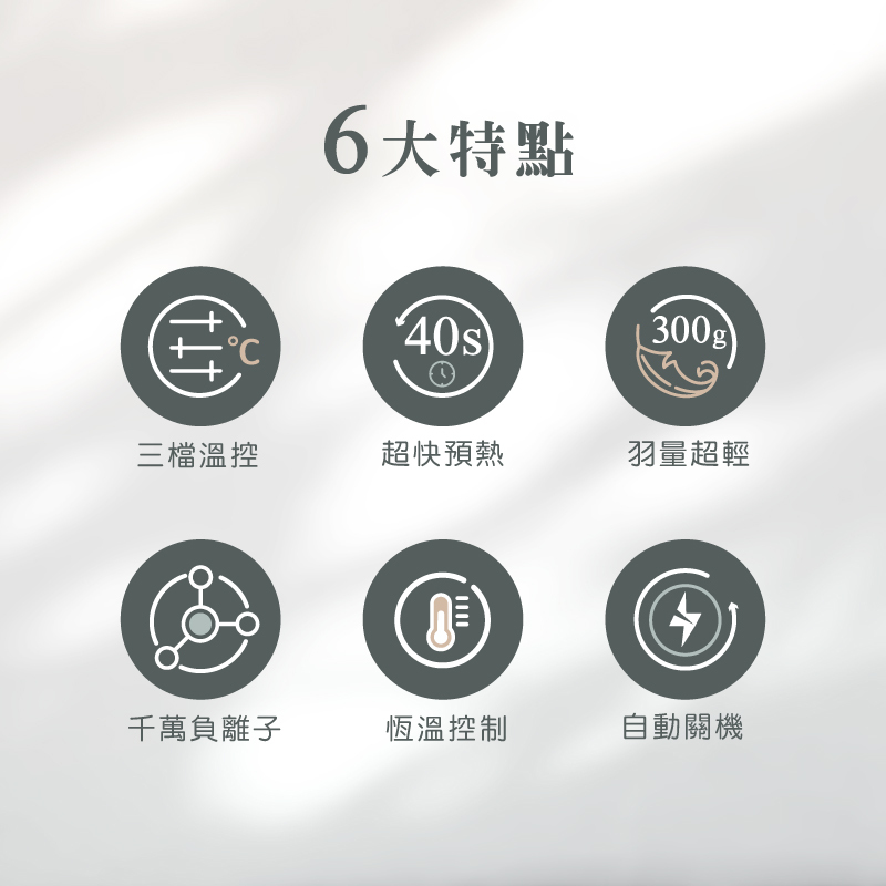 【MUNICHI】輕潤負離子溫控直髮梳_6大特點