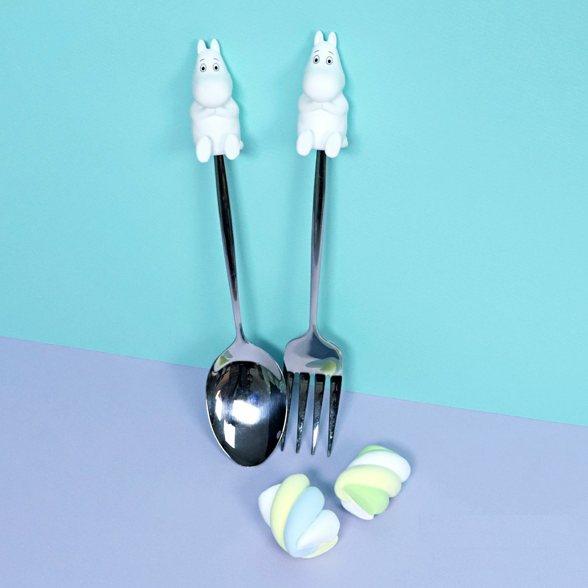 姆明一族| 3D公仔 頭不銹鋼餐具套裝(匙 叉)
