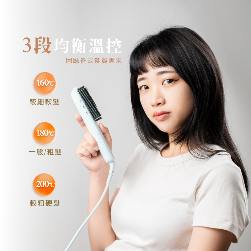 【MUNICHI】輕潤負離子溫控直髮梳(三段恆溫)MR.QQ1