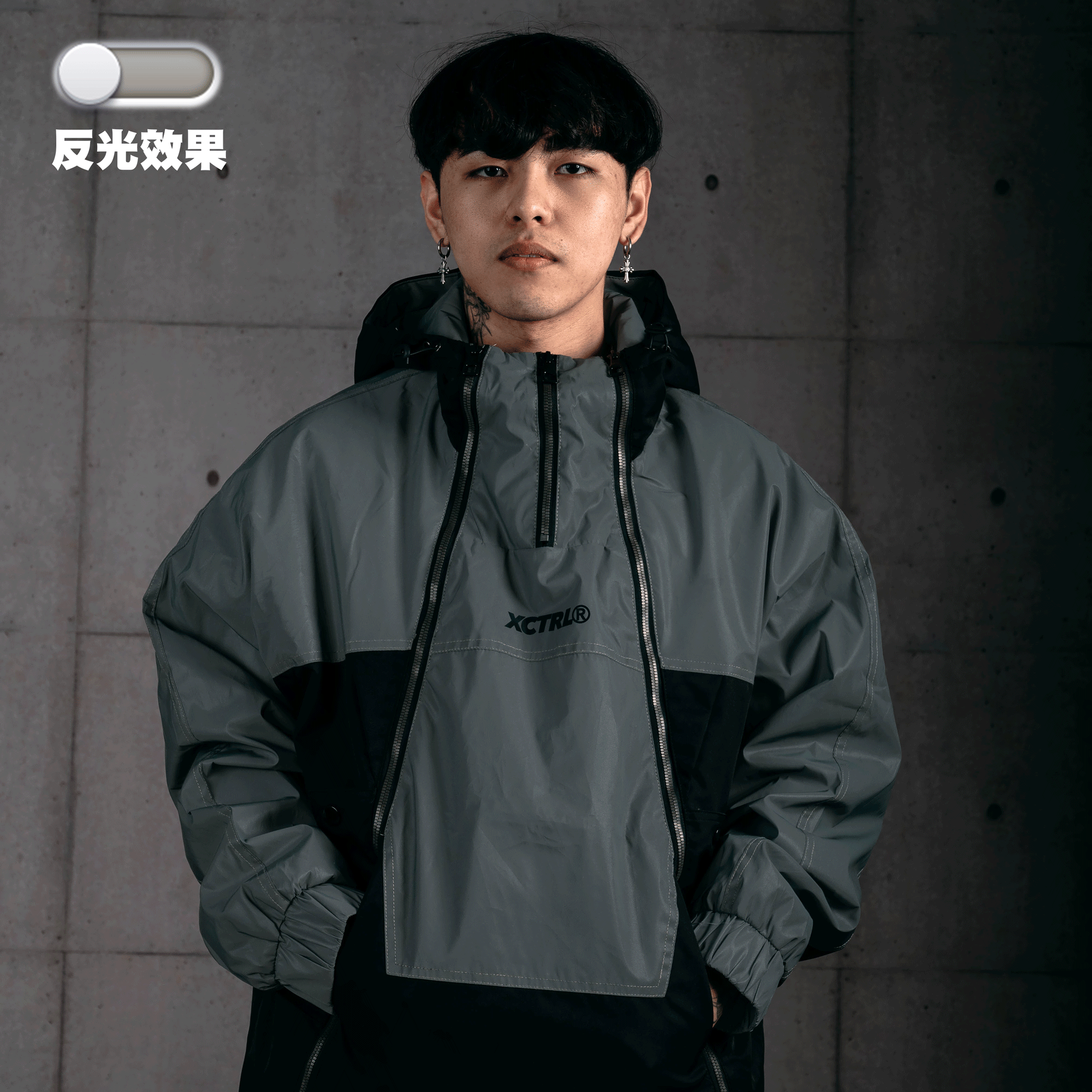 XCTRL 拼色多剪材風衣外套