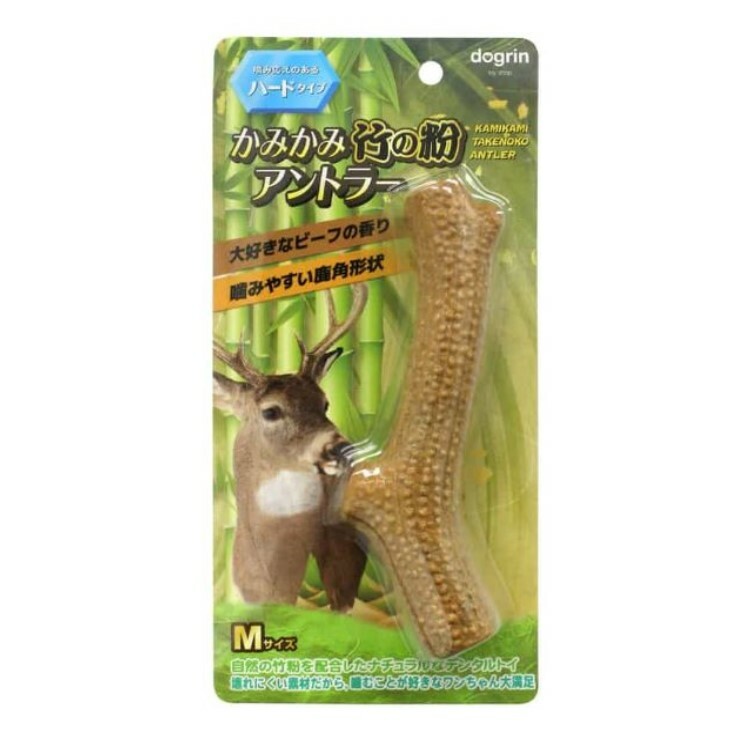 竹粉配合耐咬潔齒鹿角 (牛肉味) M