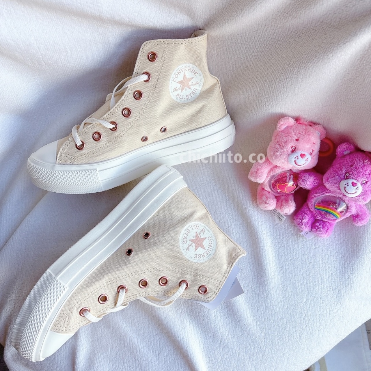 converse ALL STAR 玫瑰金拉鍊小厚底 2色