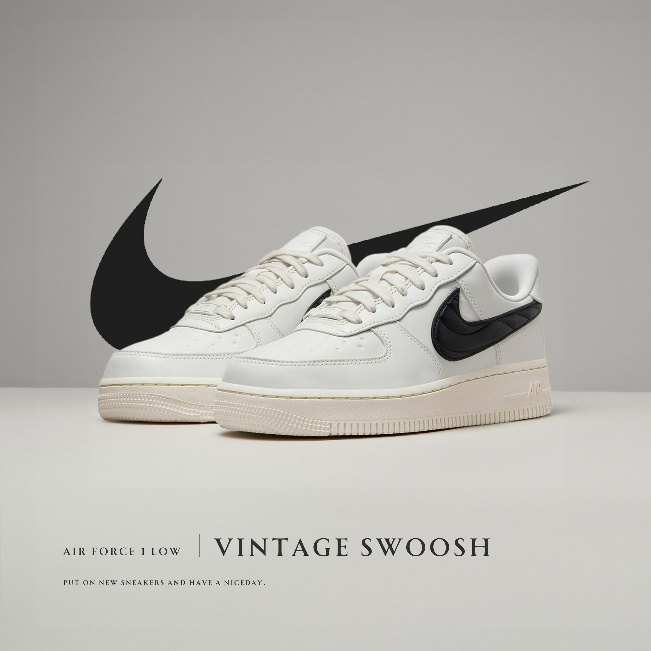 NICEDAY 現貨 Nike Air Force 1 全白 大黑勾 女款 FV1182-001