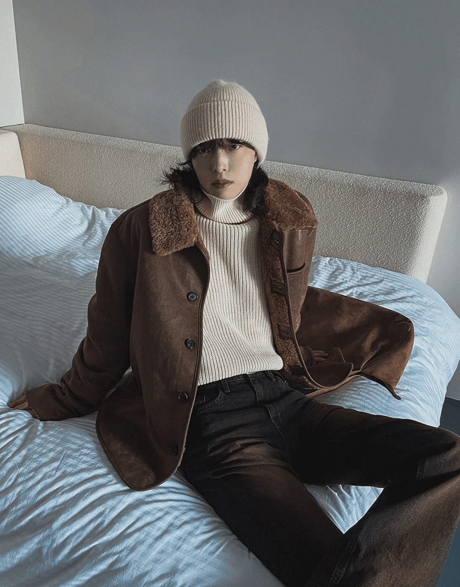 羊羔毛內裡裂紋野馬外套