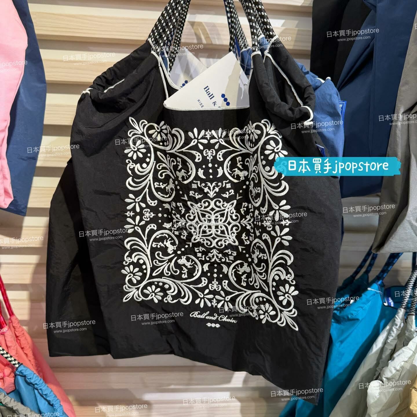 【Ball & Chain】DAMASUK刺繡環保袋｜日本設計 可摺疊袋（M/L 尺寸）