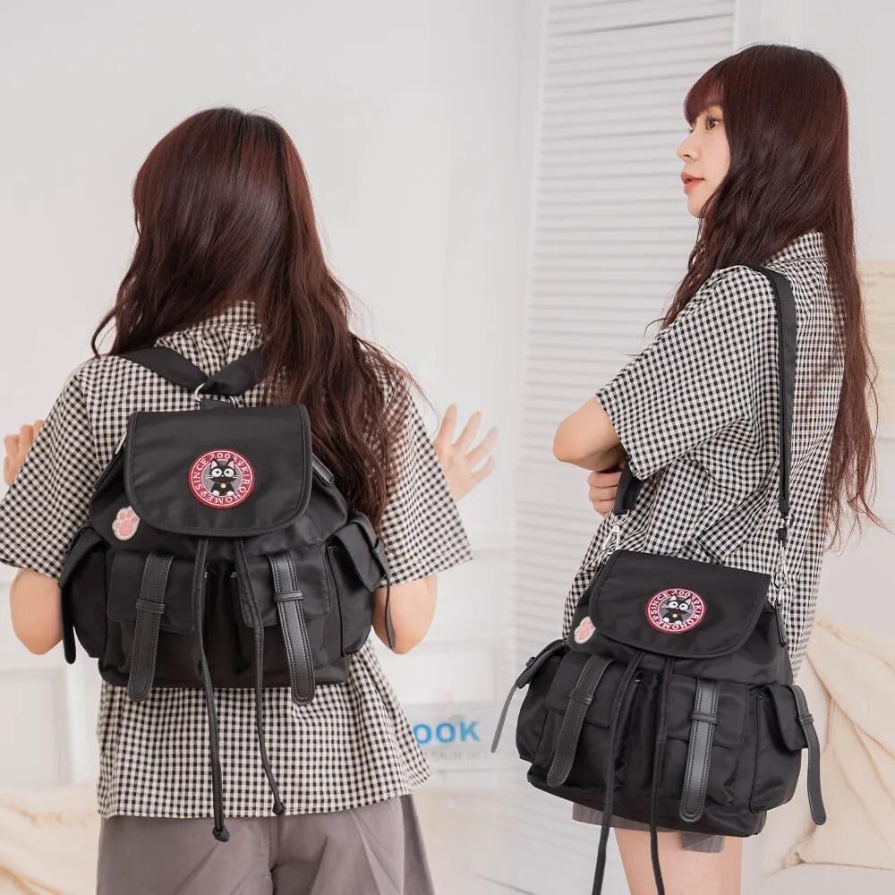 泡芙包 小黑貓 刺繡 手提 斜背 後背包【現貨成品】