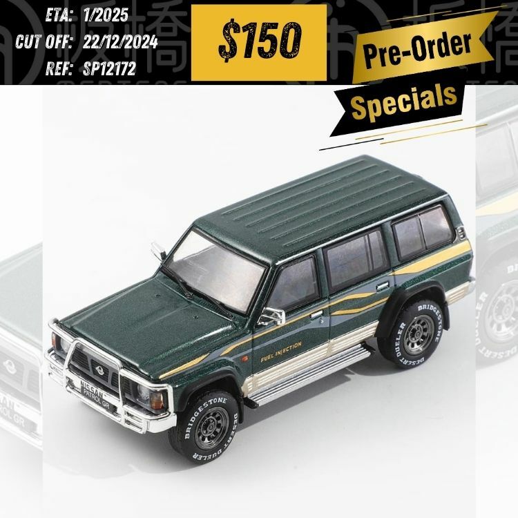 PO-$150 * SHADOW PRO * 1:64 NISSAN PATROL Y60 GREEN LHD [OD17/12]