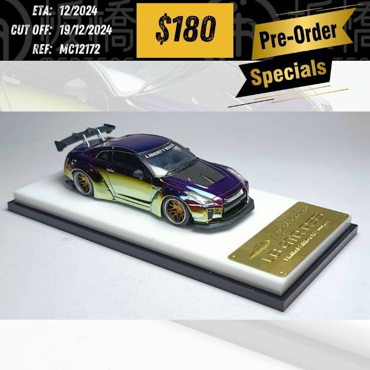 PO-$180 * MODEL COLLECT * 1:64 NISSAN GT-R R35 LB CHROME MAGIC PURPLE [OD17/12]