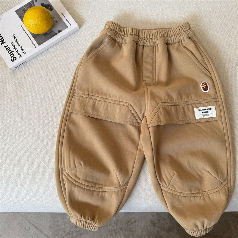 兒童小猿人Logo加絨加厚長褲 -2402042