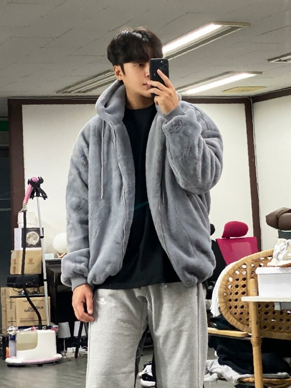 拉鍊連帽毛毛褸(薄夾棉) JK1923