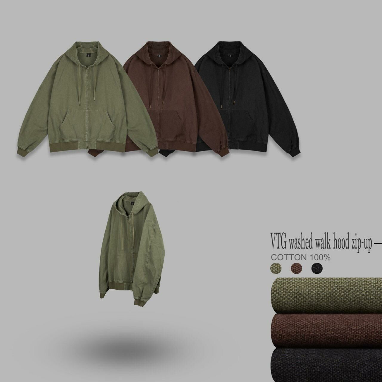 淨色連帽拉鍊外套 JK2592