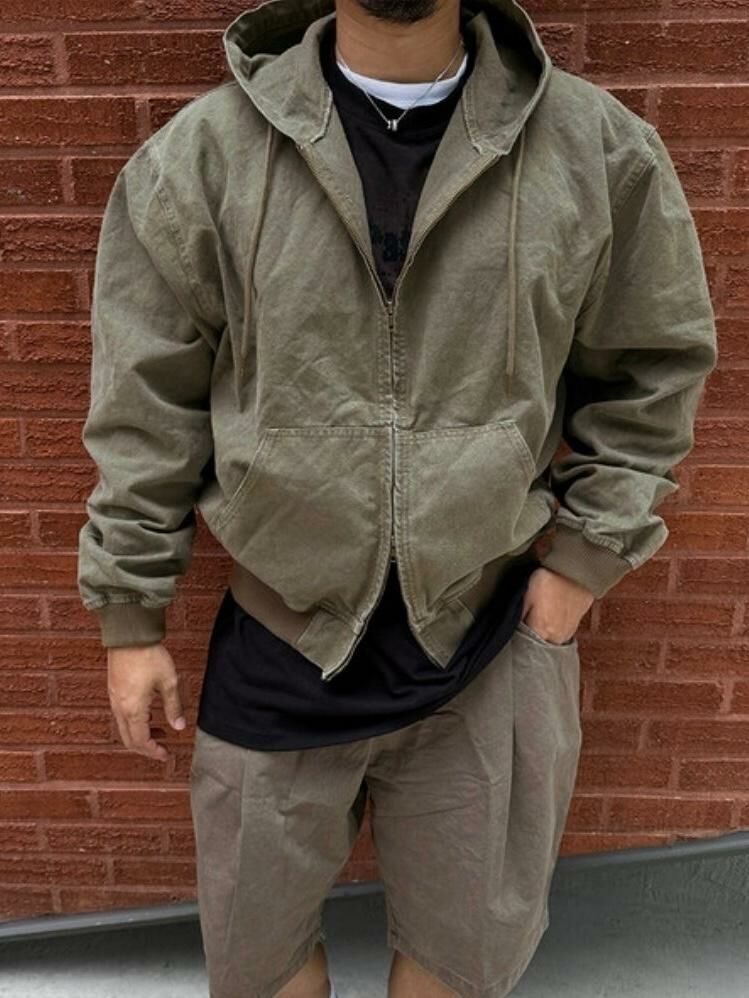 淨色連帽拉鍊外套 JK2592