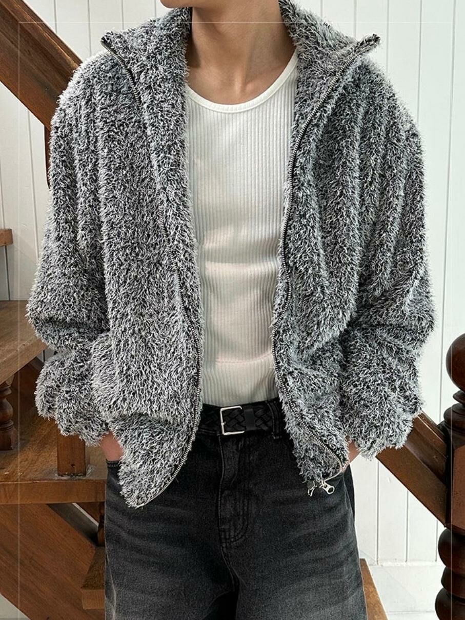 企領拉鍊毛毛褸 JK2595