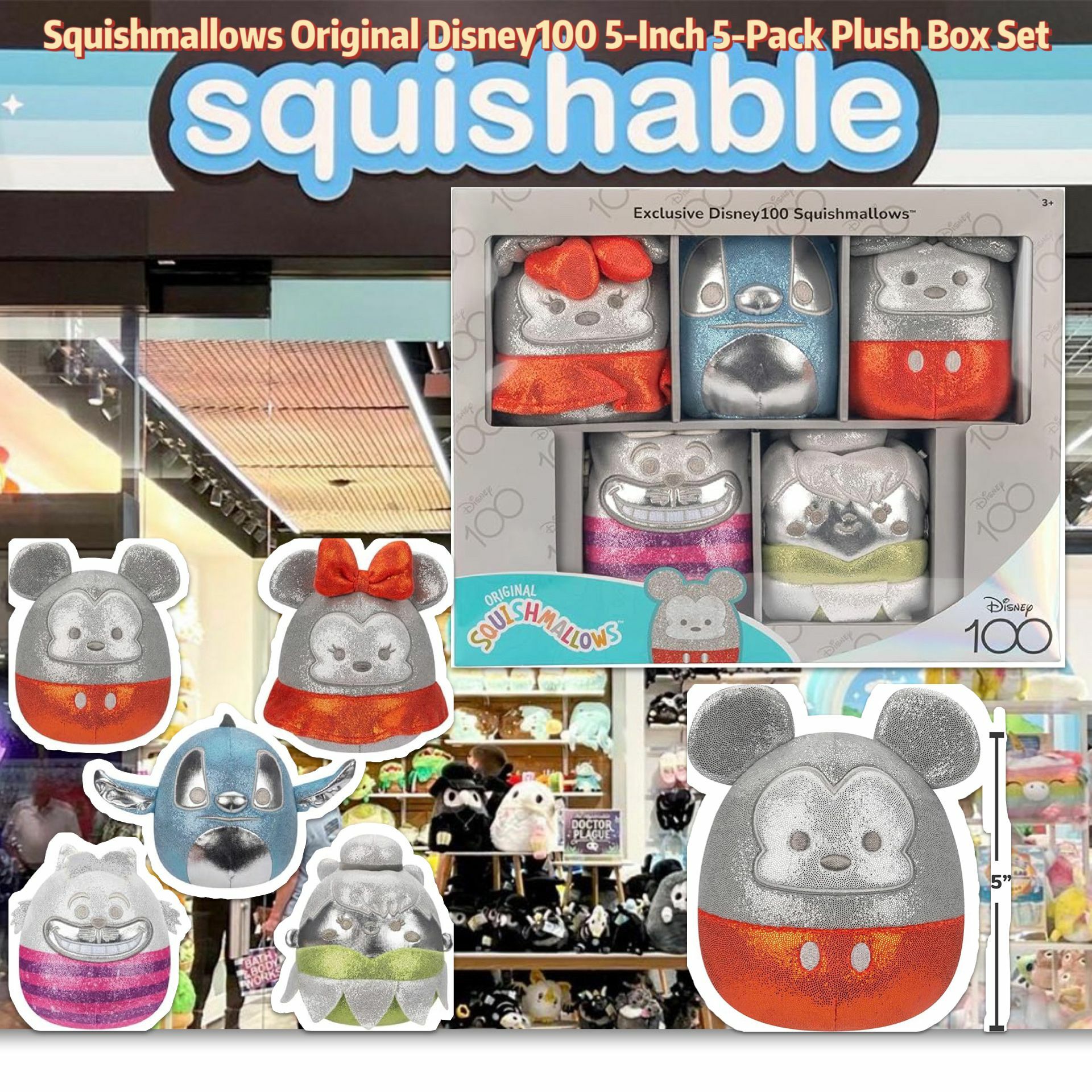 【預購】Squishmallows G121716 Disney100 毛絨玩偶套裝 5pack