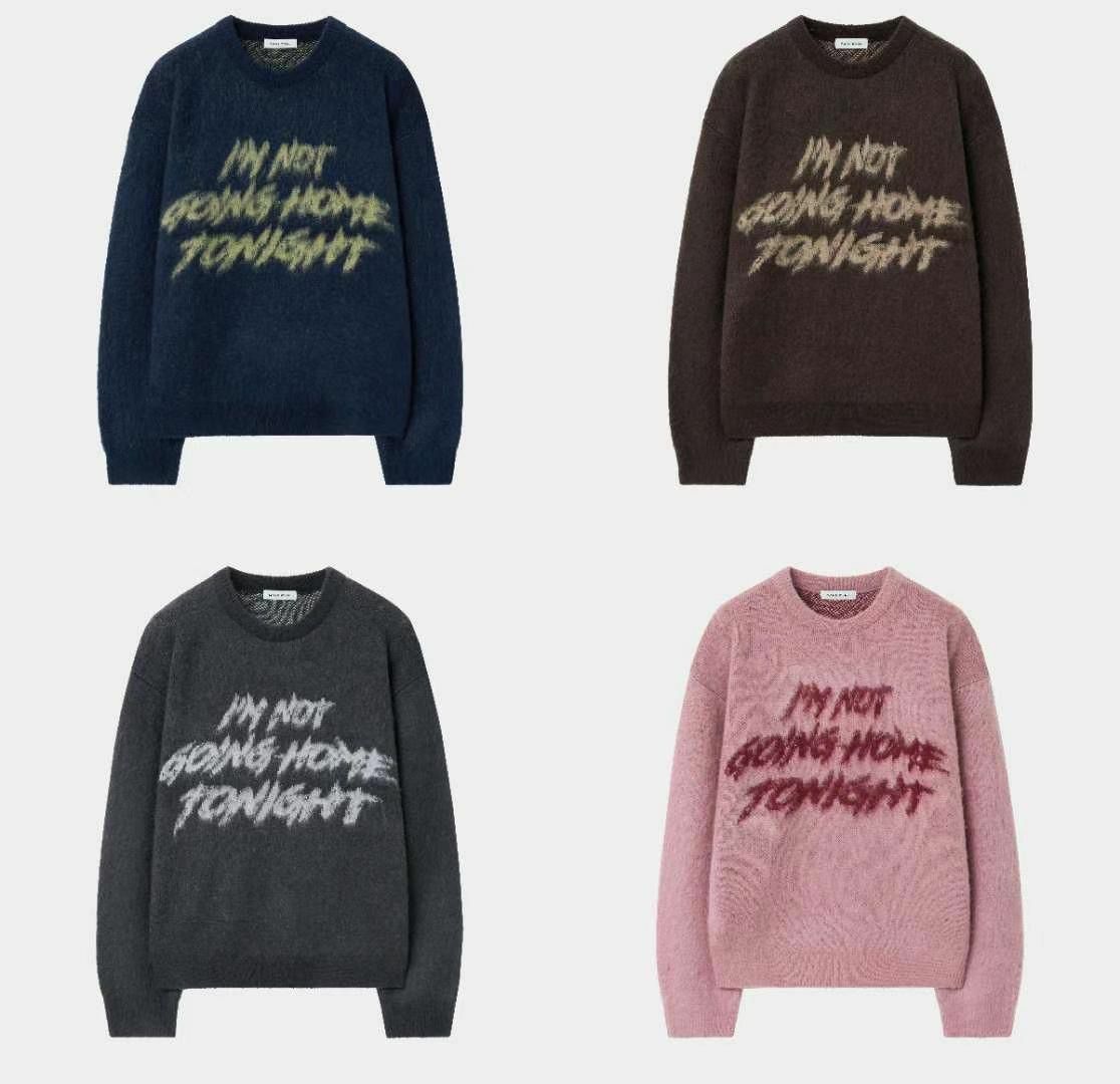 圓領英文字針織衫 T5637