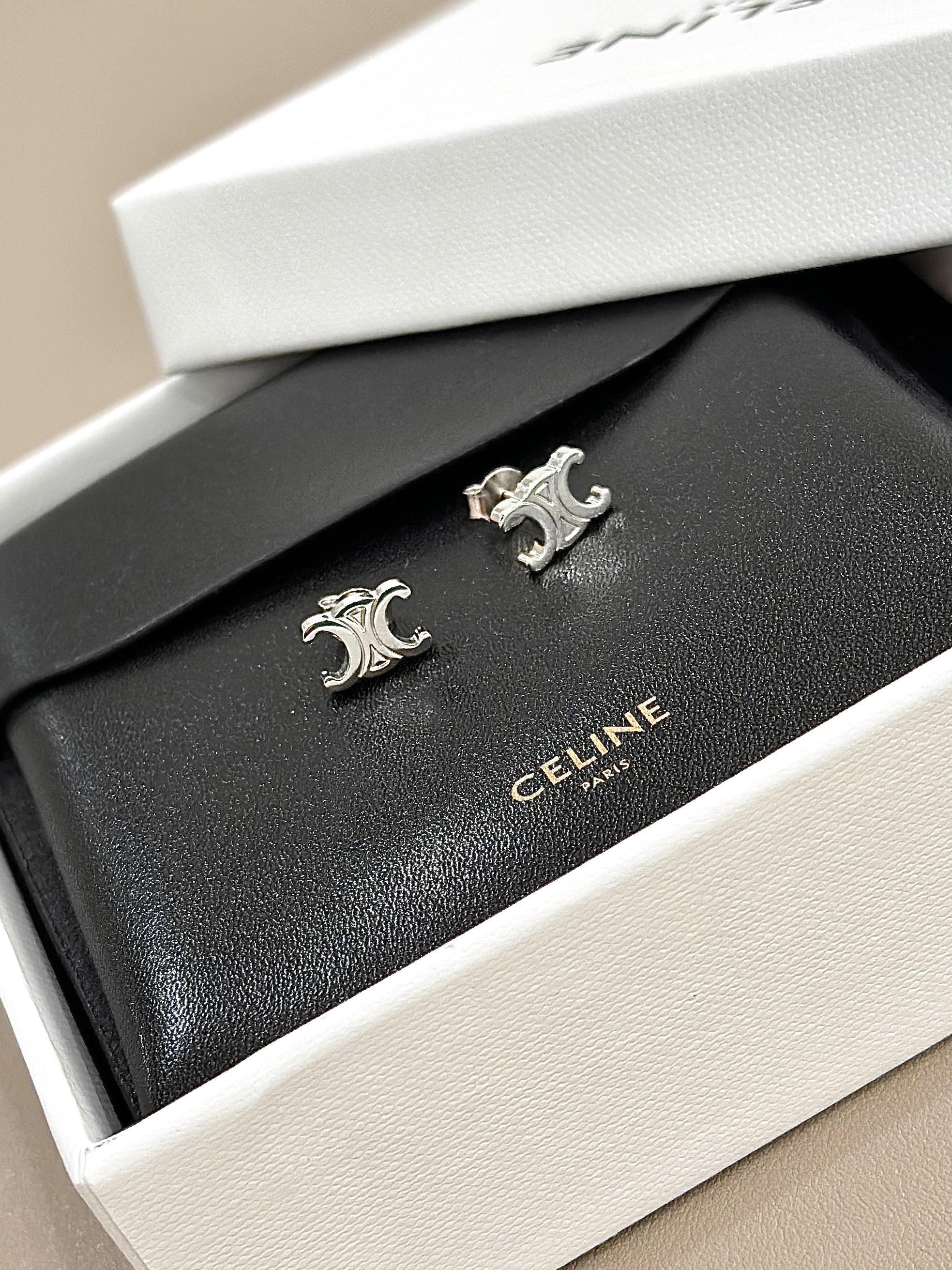 CELINE Triomphe Stud Earrings