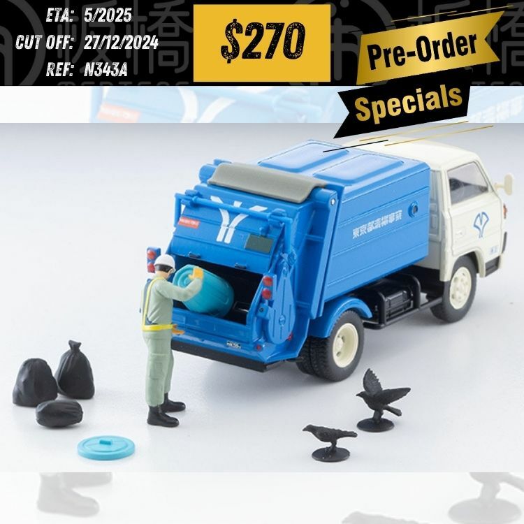 PO-$270 * TOMYTEC * 1:64 LV-N343a Mitsubishi Fuso Canter Garbage Truck White/Blue [OD18/12]
