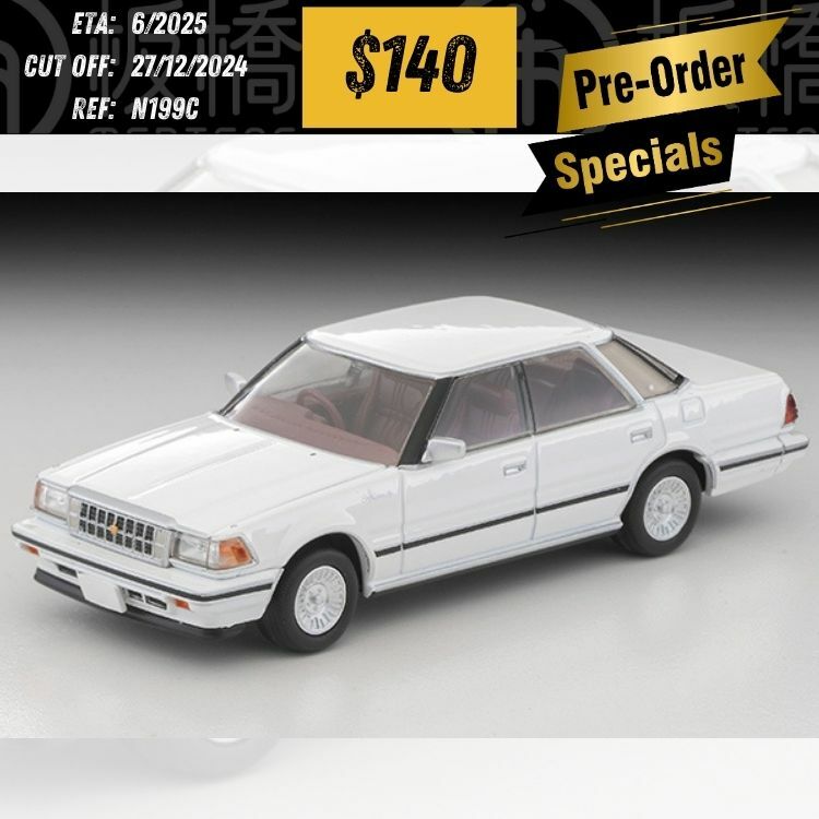 PO-$140 * TOMYTEC * 1:64 LV-N199c Crown Hardtop 3.0 Royal Saloon G White 1985 [OD18/12]