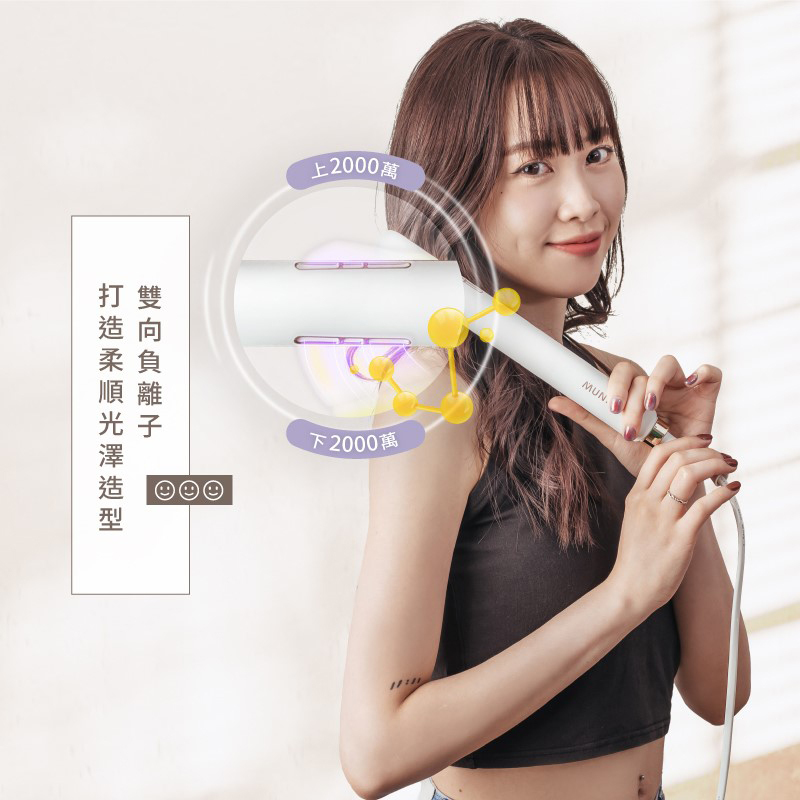 【MUNICHI】雙向負離子溫控離子夾(直捲兩用)-雙向負離子