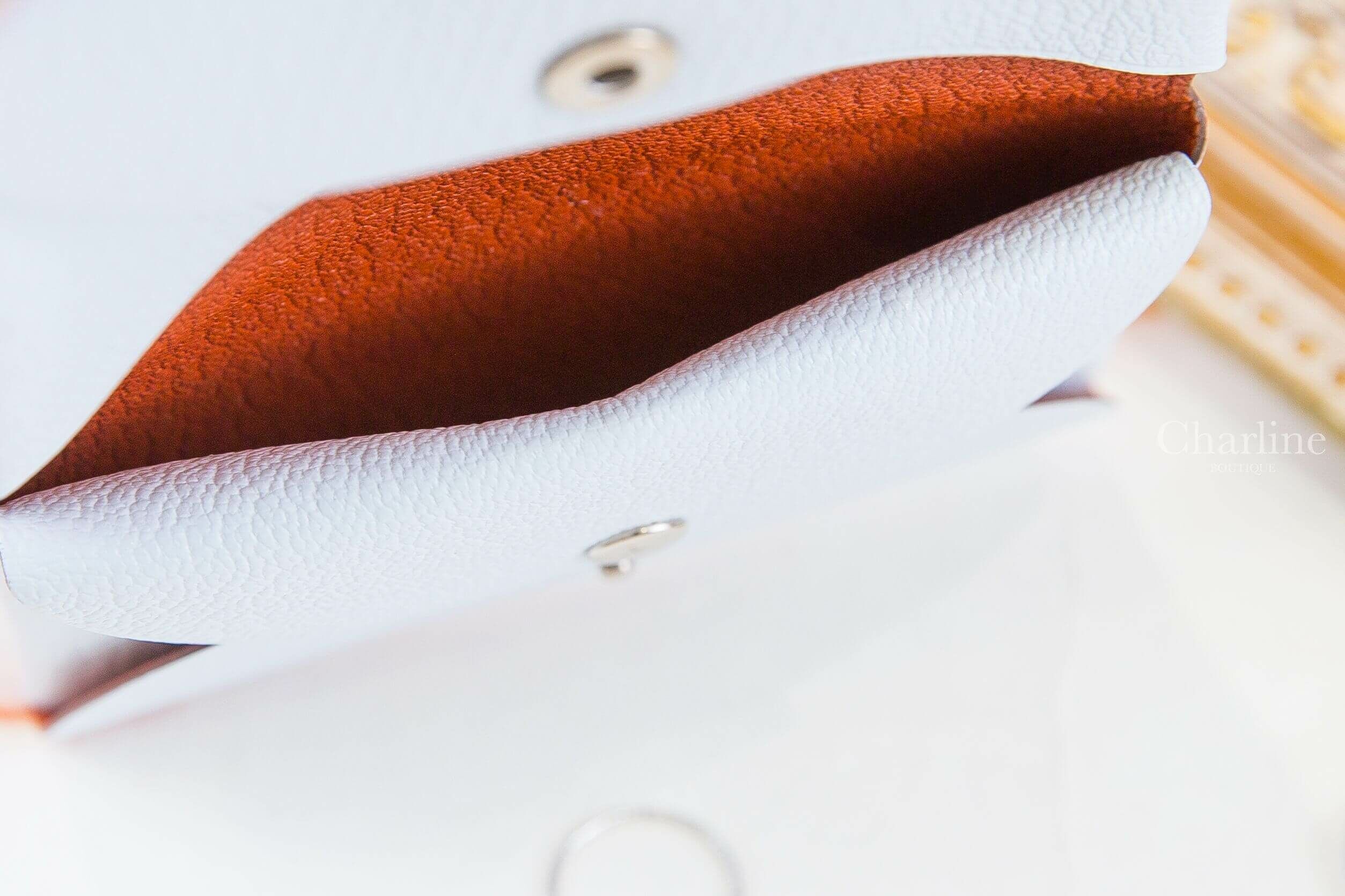 Hermès Calvi Duo Compact Verso Card Holder 霧藜藍拼南瓜色內裡山羊皮信封釦式零錢袋卡片夾-Charline Boutique 精品代購