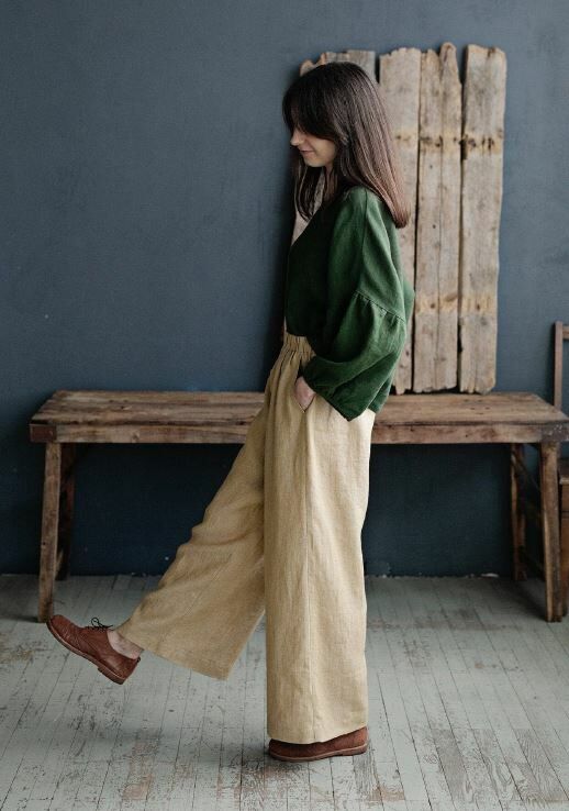 (預購)ALL THE BEAUTIFUL LINEN 大人款-亞麻長寬褲 Linen Culottes