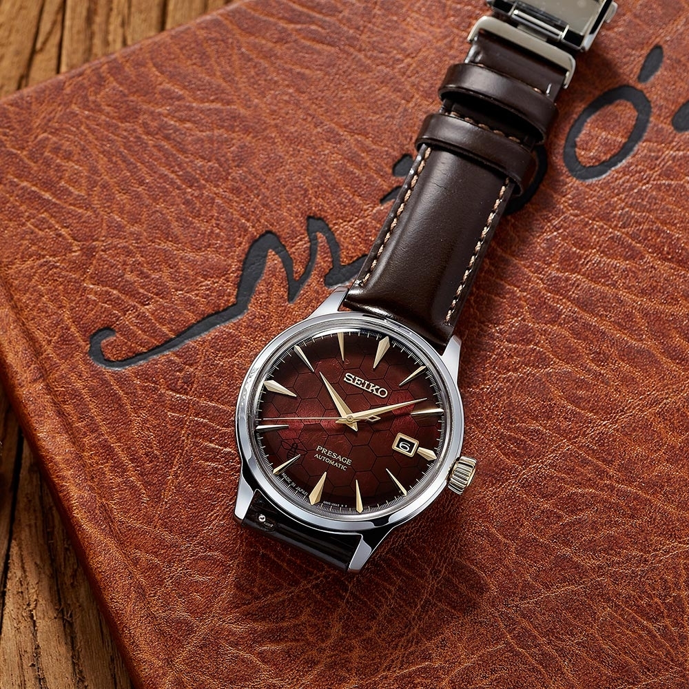 萬年鐘錶 - SEIKO Presage   70週年石榴蜂蜜調酒面盤皮革款機械錶  SRPL21J1 / 4R35-01T0R  錶徑40.5MM