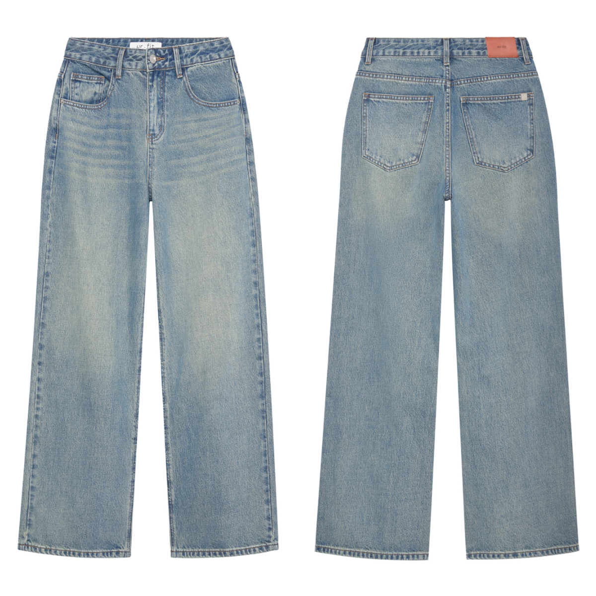 韓國ur.fit授權 經典復古刷色直筒落地牛仔褲
