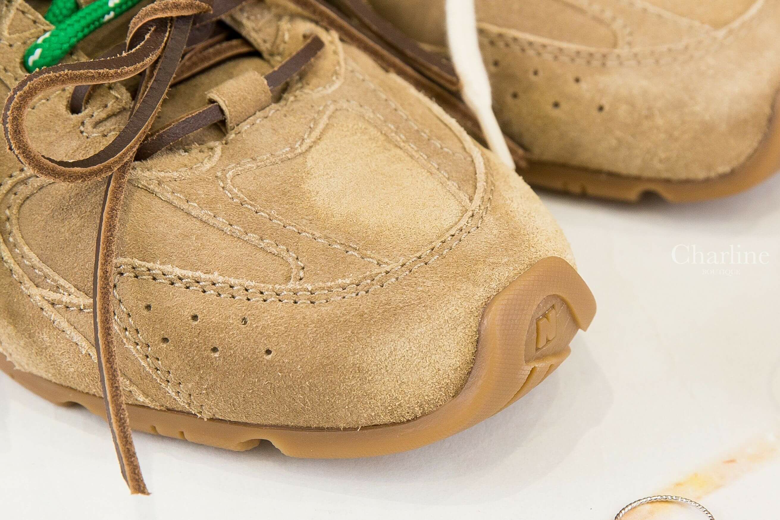 Miu Miu New Balance X Miu Miu 530 Sl Faded Suede Mules 淡褐色聯名款麂皮咖啡色綠色白色鞋帶穆勒鞋