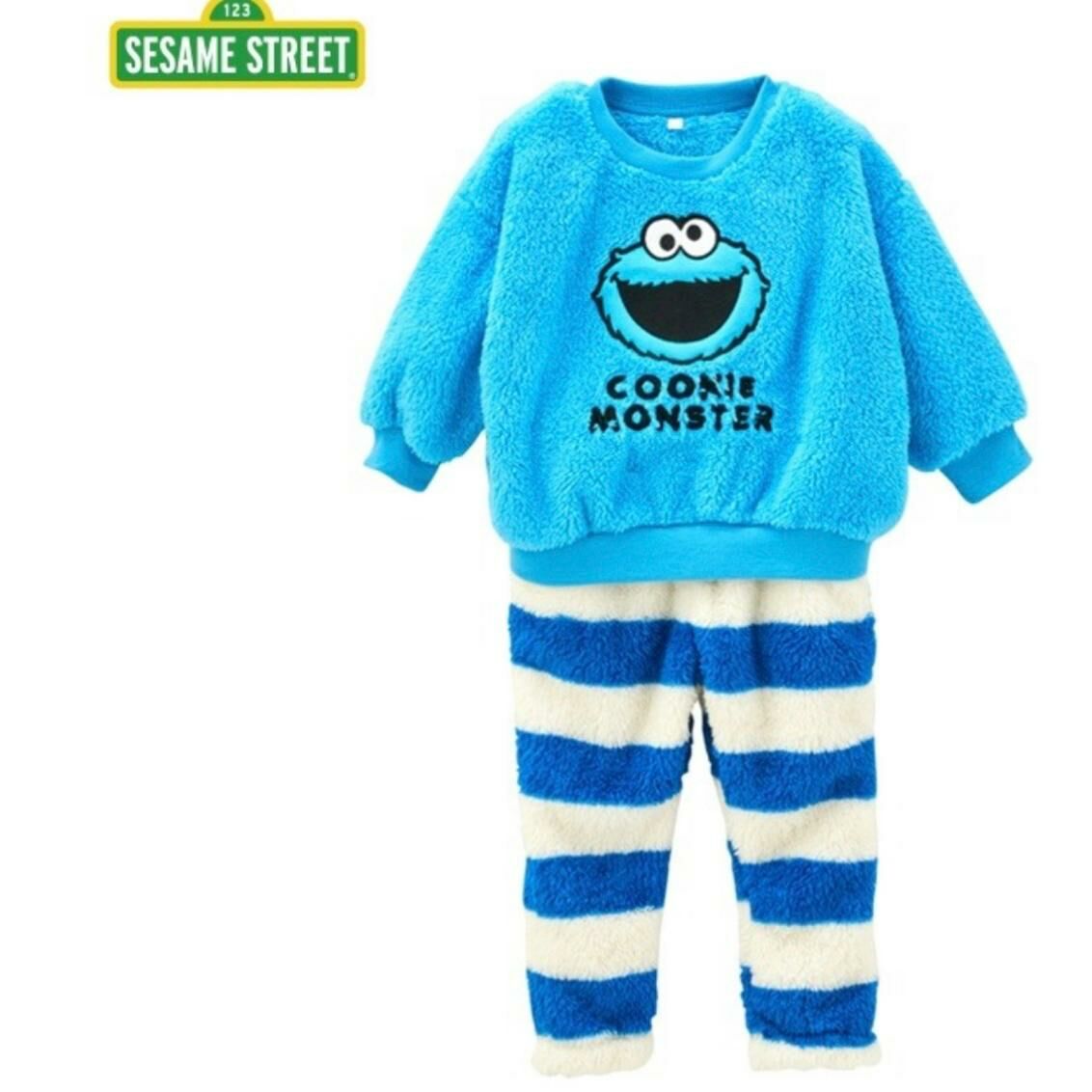 (現貨)日本直送Sesame Street Cookie monster Top + Bottom Set (100/110)