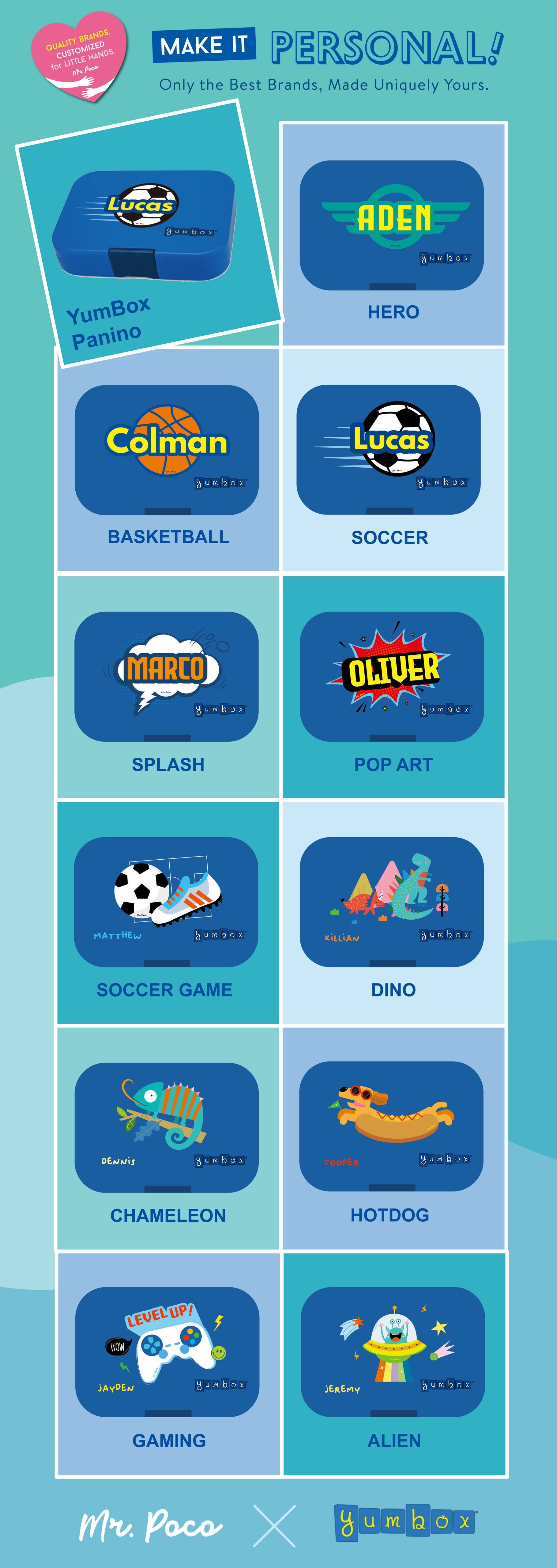 Personalized Yumbox Panino Designs (Blue)