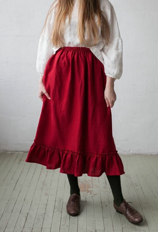 (預購)ALL THE BEAUTIFUL LINEN 大人款-荷葉下擺長裙 VICTORIAN SKIRT
