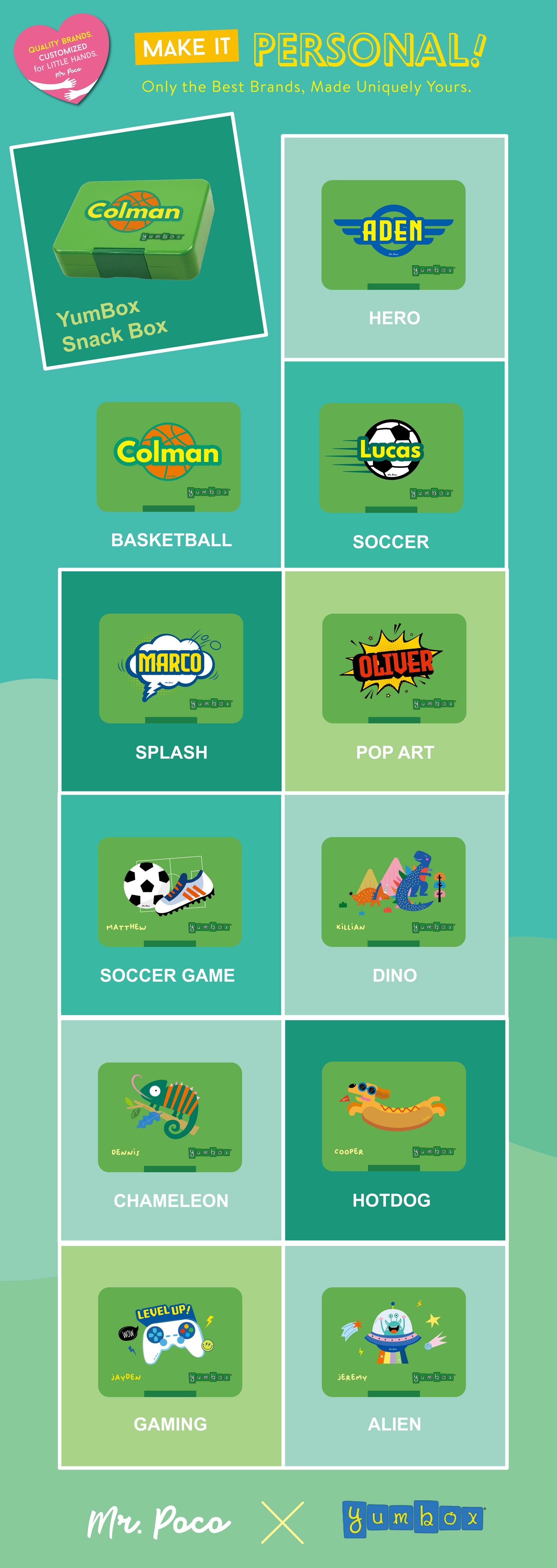 Personalized Yumbox Snack Designs (Green)