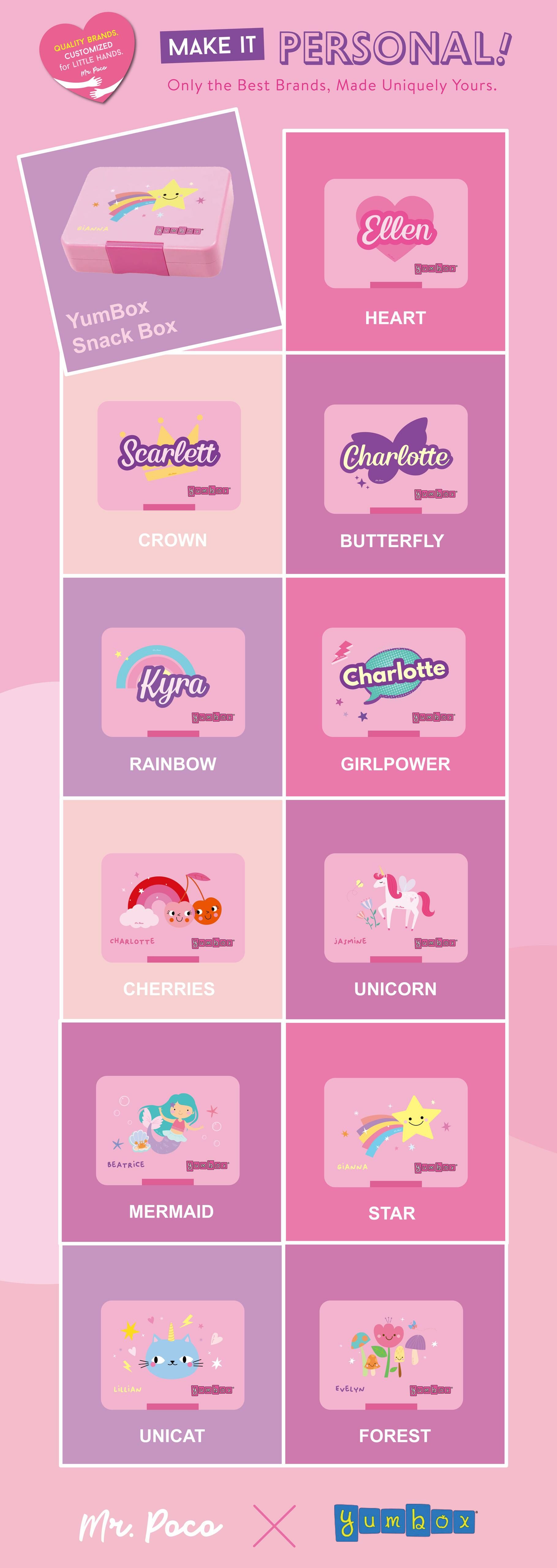 Personalized Yumbox Snack Designs (Pink)