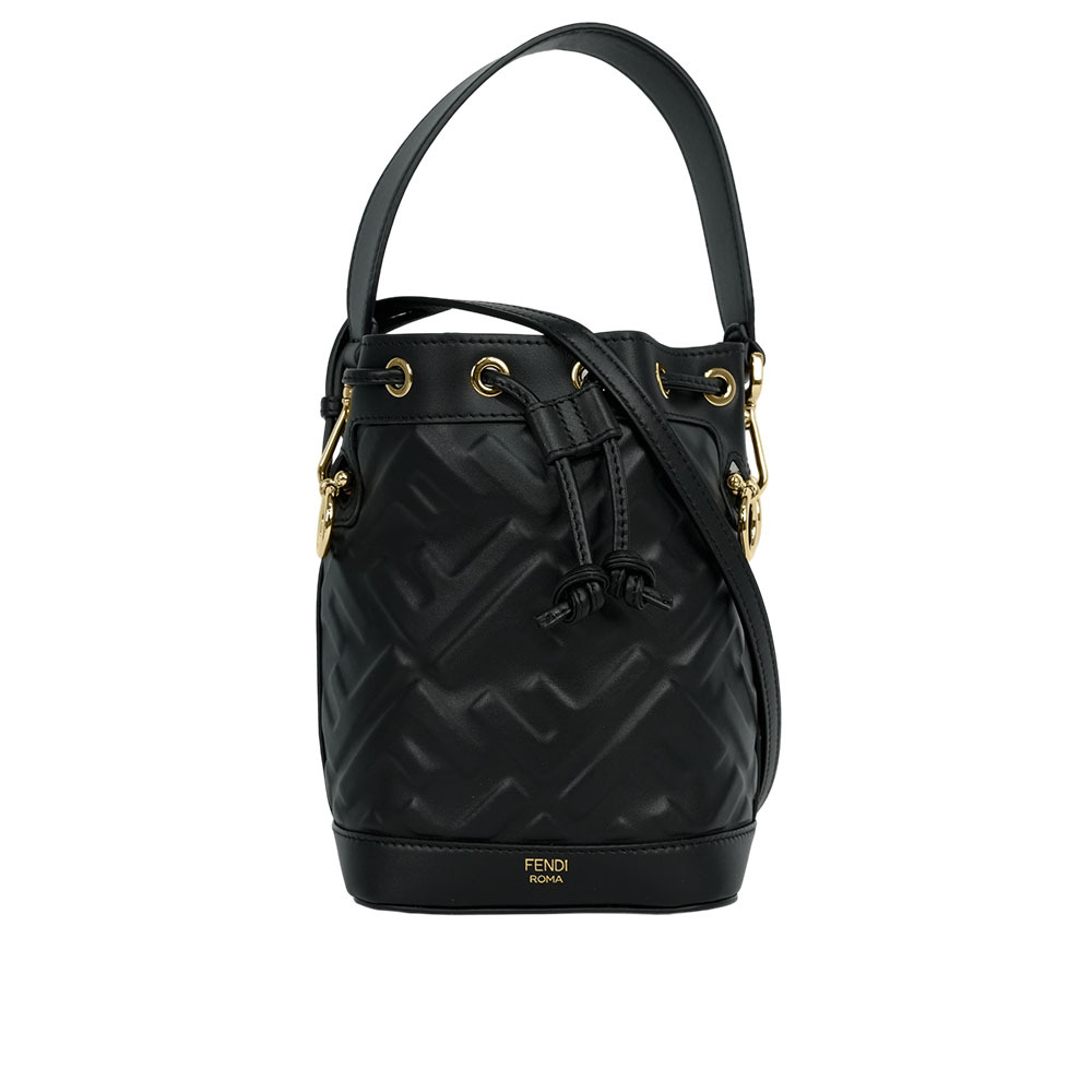 【FENDI】MON TRESOR FF 浮雕小牛皮二用迷你水桶包