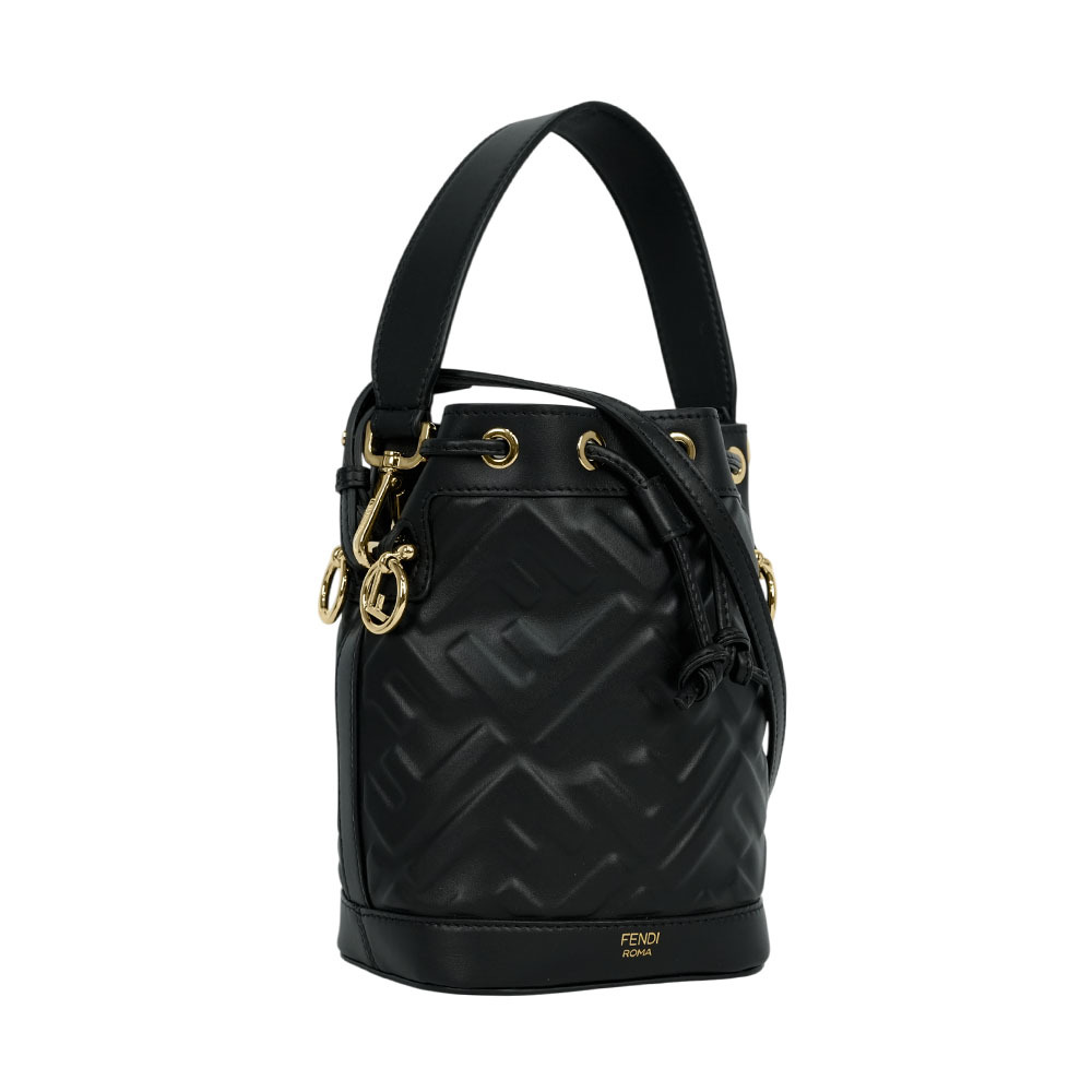 【FENDI】MON TRESOR FF 浮雕小牛皮二用迷你水桶包