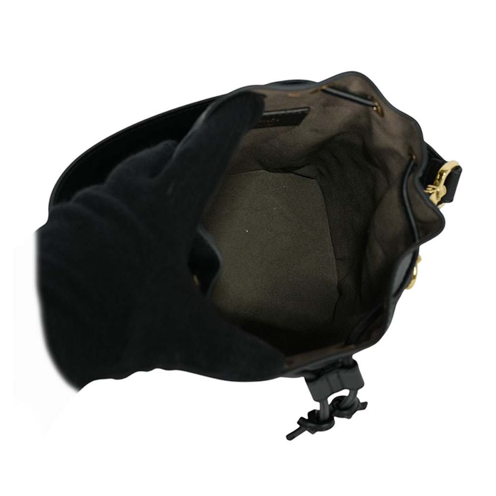 MON TRESOR FF 浮雕小牛皮二用迷你水桶包(黑色) 8BS093 ANWT F0KUR