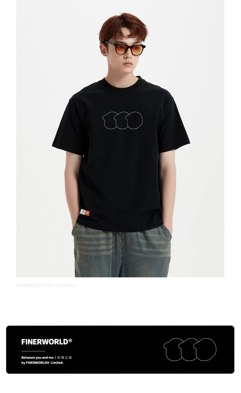 Finerworld 圓領趣味短袖男女潮流快干T恤