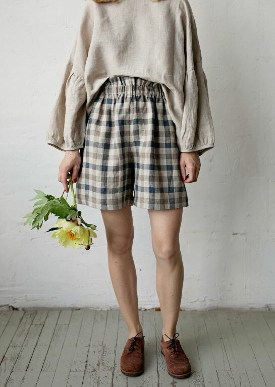(預購)ALL THE BEAUTIFUL LINEN 大人款-格紋/點點亞麻短褲 FESTIVE SHORTS