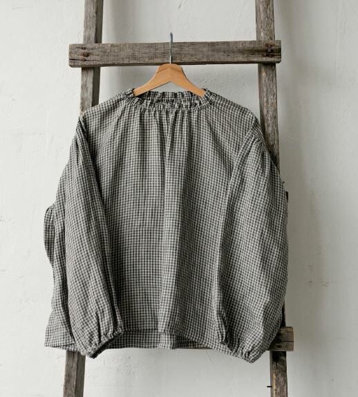 (預購)ALL THE BEAUTIFUL LINEN 大人款-亞麻束領泡泡袖上衣 TOKYO BLOUSE