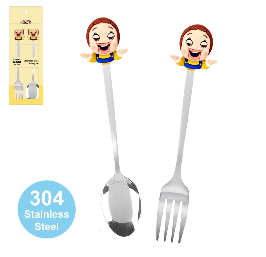 小燦 |燦子 | 3D公仔 頭不銹鋼餐具套裝(匙 叉)