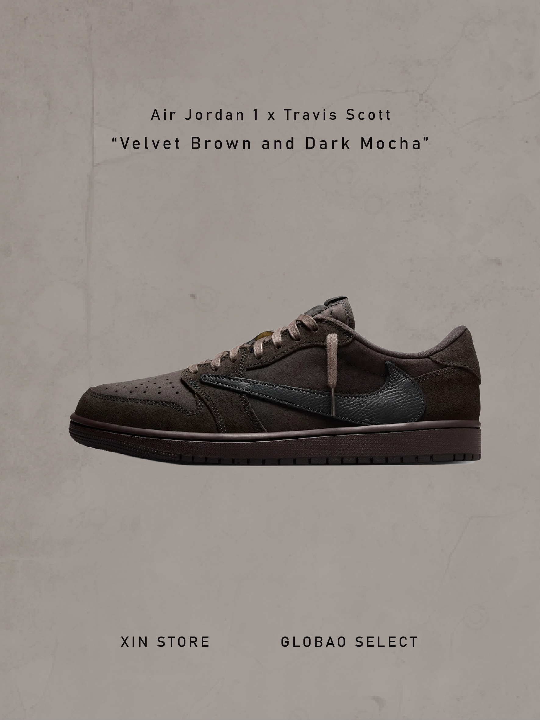 Nike Air Jordan 1 Low x Travis Scott Velvet Brown and Dark Mocha 倒勾 天鵝絨 摩卡