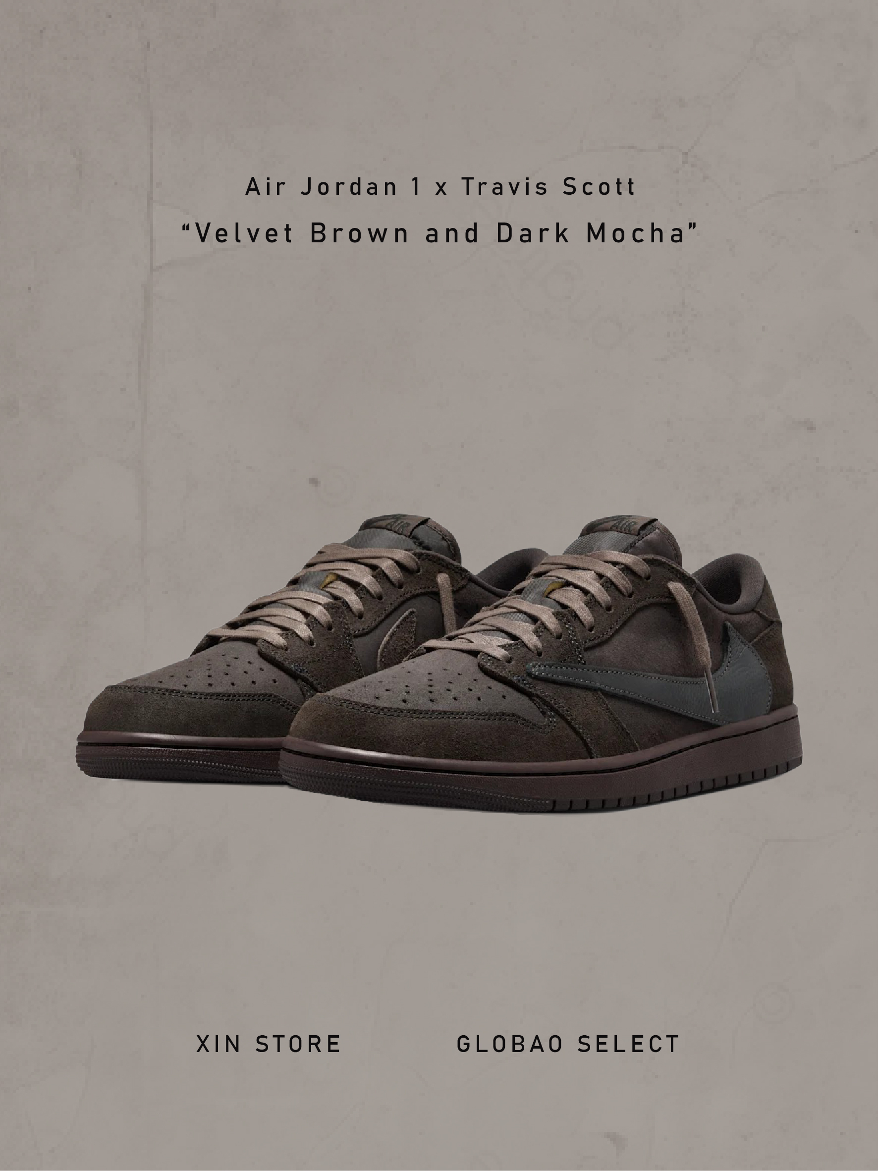 Nike Air Jordan 1 Low x Travis Scott Velvet Brown and Dark Mocha 倒勾 天鵝絨 摩卡