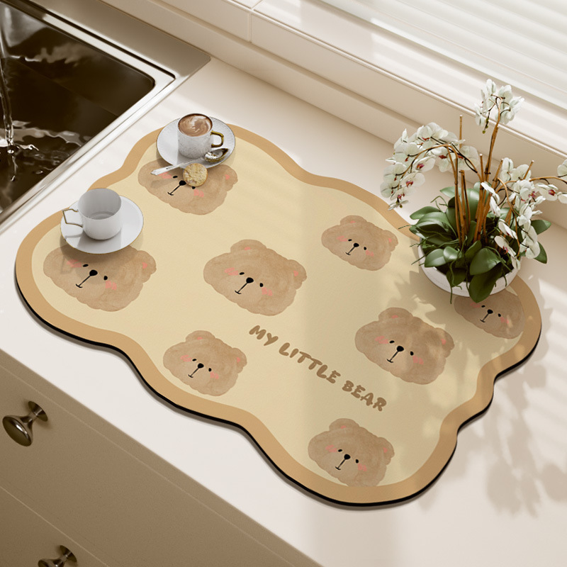 《5425》奶油小熊軟硅藻吸水隔熱餐桌墊