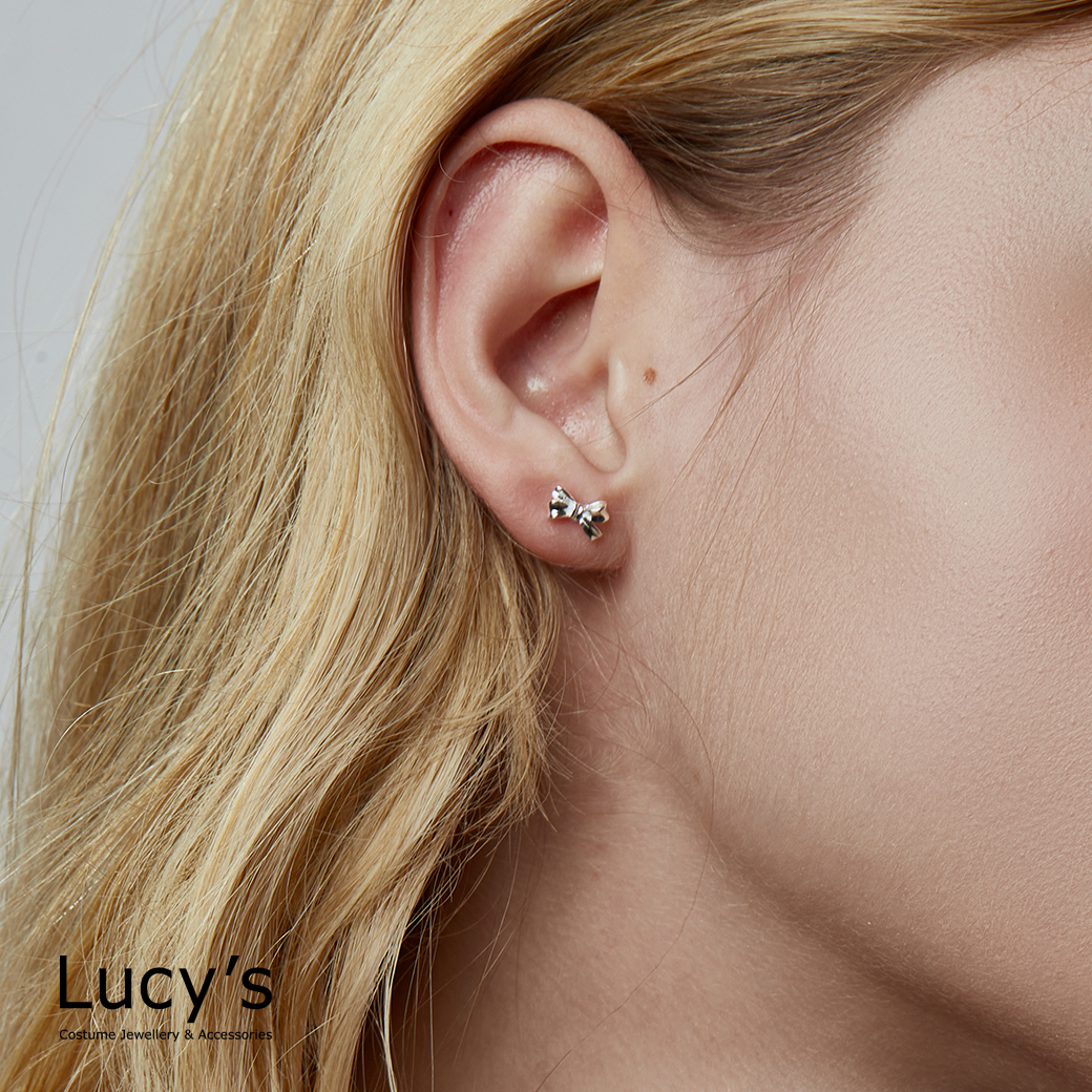 *925純銀〔輕銀系列〕蝴蝶結 耳環 (121817)