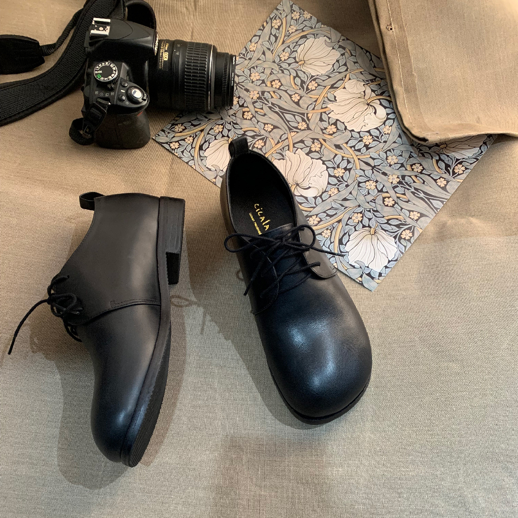 765 大方頭 牛津鞋 黑色